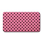 Polka Dots - Black on Flamingo Pink Medium Bar Mat