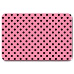 Polka Dots - Black on Flamingo Pink Large Doormat