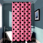 Polka Dots - Black on Flamingo Pink Shower Curtain 36  x 72  (Stall)