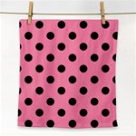 Polka Dots - Black on Flamingo Pink Face Towel
