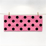 Polka Dots - Black on Flamingo Pink Hand Towel