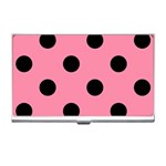 Polka Dots - Black on Flamingo Pink Business Card Holder