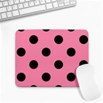 Polka Dots - Black on Flamingo Pink Small Mousepad