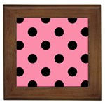 Polka Dots - Black on Flamingo Pink Framed Tile