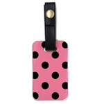 Polka Dots - Black on Flamingo Pink Luggage Tag (One Side)