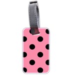 Polka Dots - Black on Flamingo Pink Luggage Tag (Two Sides)