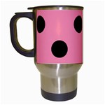 Polka Dots - Black on Flamingo Pink Travel Mug (Black)