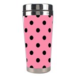 Polka Dots - Black on Flamingo Pink Stainless Steel Travel Tumbler