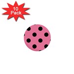Polka Dots - Black on Flamingo Pink 1  Mini Button (10 pack)