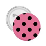 Polka Dots - Black on Flamingo Pink 2.25  Button