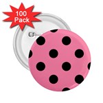 Polka Dots - Black on Flamingo Pink 2.25  Button (100 pack)
