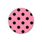 Polka Dots - Black on Flamingo Pink Magnet 3  (Round)