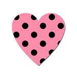 Polka Dots - Black on Flamingo Pink Magnet (Heart)