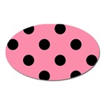 Polka Dots - Black on Flamingo Pink Magnet (Oval)