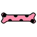 Polka Dots - Black on Flamingo Pink Magnet (Dog Bone)