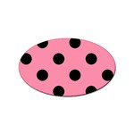 Polka Dots - Black on Flamingo Pink Sticker (Oval)