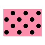 Polka Dots - Black on Flamingo Pink Sticker A4 (10 pack)