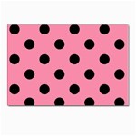 Polka Dots - Black on Flamingo Pink Postcard 4  x 6 