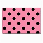 Polka Dots - Black on Flamingo Pink Postcards 5  x 7  (Pkg of 10)