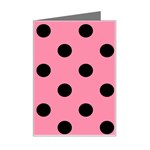 Polka Dots - Black on Flamingo Pink Mini Greeting Card