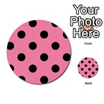 Polka Dots - Black on Flamingo Pink Multi-purpose Cards (Round)