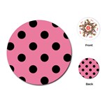Polka Dots - Black on Flamingo Pink Playing Cards (Round)