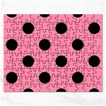 Polka Dots - Black on Flamingo Pink Jigsaw Puzzle (Rectangular)