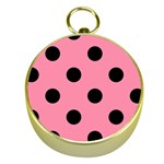 Polka Dots - Black on Flamingo Pink Gold Compass