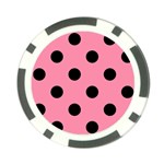 Polka Dots - Black on Flamingo Pink Poker Chip Card Guard