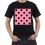 Polka Dots - Black on Flamingo Pink Men s T-Shirt (Black)