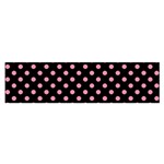 Polka Dots - Flamingo Pink on Black Satin Scarf (Oblong)