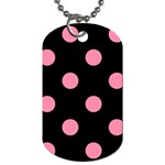 Polka Dots - Flamingo Pink on Black Dog Tag (Two Sides)