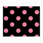 Polka Dots - Flamingo Pink on Black Small Glasses Cloth (2 Sides)