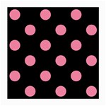 Polka Dots - Flamingo Pink on Black Medium Glasses Cloth (2 Sides)
