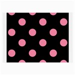 Polka Dots - Flamingo Pink on Black Large Glasses Cloth (2 Sides)