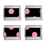 Polka Dots - Flamingo Pink on Black 9mm Italian Charm (4 pack)