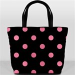 Polka Dots - Flamingo Pink on Black Bucket Bag