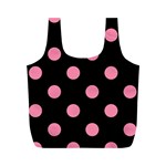 Polka Dots - Flamingo Pink on Black Full Print Recycle Bag (M)
