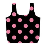Polka Dots - Flamingo Pink on Black Full Print Recycle Bag (L)