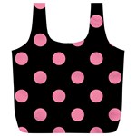 Polka Dots - Flamingo Pink on Black Full Print Recycle Bag (XL)