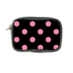 Polka Dots - Flamingo Pink on Black Coin Purse