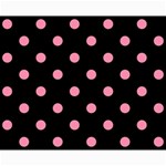 Polka Dots - Flamingo Pink on Black Collage 8  x 10 