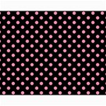 Polka Dots - Flamingo Pink on Black Collage 11  x 14 