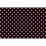 Polka Dots - Flamingo Pink on Black Collage 12  x 18 