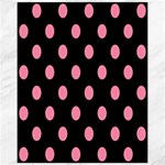 Polka Dots - Flamingo Pink on Black Canvas 11  x 14 