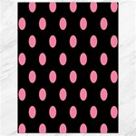 Polka Dots - Flamingo Pink on Black Canvas 18  x 24 