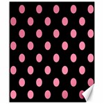 Polka Dots - Flamingo Pink on Black Canvas 20  x 24 