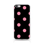 Polka Dots - Flamingo Pink on Black Apple iPhone 6/6S Silicone Case (Transparent)