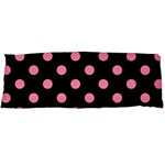 Polka Dots - Flamingo Pink on Black Body Pillow Case (Dakimakura) (One Side)