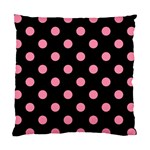 Polka Dots - Flamingo Pink on Black Standard Cushion Case (Two Sides)